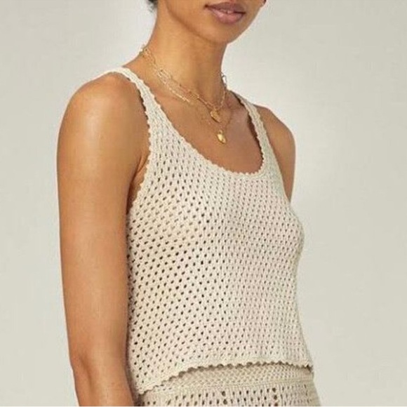 Wilfred Tops - Aritzia Wilfred cream Crochet Knit tank top